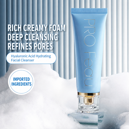 PRO FEAU Amino Acid Hydrating Facial Cleanser – Gentle pH-Balanced Foaming Face Wash with Hyaluronic Acid