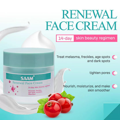 Saam Renewal Face Cream is suitable for moisturizing skin and addressing melasma.
