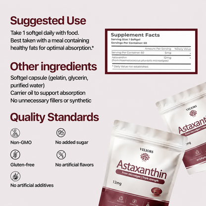 VELIORS Astaxanthin - 12mg Softgels